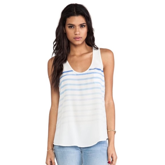 Joie RAIN B Silk Tank Gradient Ombre Blue Stripes - Picture 1 of 8